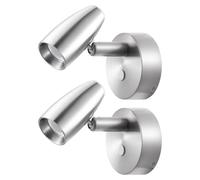 Obeaming 2 x Autocaravana Lámpara de lectura LED 12V, Luz de Lectura Junto a la Cama de pared regulable, para Furgo Barco Van, Equipado Cargador USB&Luz nocturna azul, Acabado níquel