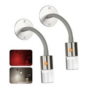 Obeaming 2 x Lámpara de lectura LED 12V Autocaravana 4000K y luz roja Aluminio, Regulable Flexible Cuello de Cisne DC 12V-24V para Caravana Furgoneta Barco Cabina, Pantalla de Lámpara Acrílica
