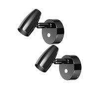 Obeaming 2 x Lámpara de lectura LED 12V, Luz de Lectura Junto a la Cama de pared regulable, para Autocaravana Furgo Barco Van, Equipado Cargador USB&Luz nocturna azul, Negro brillante