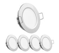 Obeaming 4 x Downlight Led Techo 12V Camper Panel Empotrable Redondo Foco 2,5W 3000K Blanco cálido Agujero 58mm 215lm Plata Regulable para Muebles Barco Caravana Furgo Baño