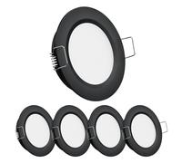 Obeaming 4 x Downlight Led Techo 12V Caravana Panel Empotrable Redondo Foco 2,5W 5000K Blanco frío Agujero 58mm 215lm Negro Regulable para Muebles Barco Camper Furgo Baño (sin transformador)