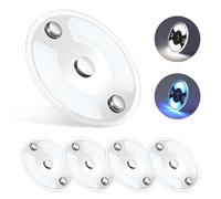 Obeaming 4 x Lámpara de Techo Autocaravana 12V LED Regulable Panel Iluminación Interior 75mm 235LM 5000K con Azul y Interruptor Táctil, Montaje Superficial para Caravana Barco Camper Coche