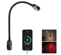 Obeaming Lámpara de lectura LED 12V Regulable para Autocaravana Furgo Barco Van, Equipado Cargador USB& Luz Nocturna Roja 254lm 24VDC Flexible Cuello de Cisne Junto a la Cama de Pared Luz de Lectura