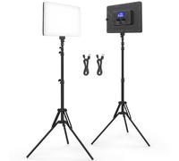 Obeamiu Kit de iluminación de fotografía con soporte de trípode de 73 pulgadas, panel de luz LED de video de 20 W integrado, 2 luces de estudio de 4000 mAh/7.4 V de 2500-8500 K para grabación de vídeo
