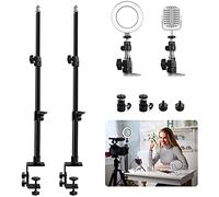 Obeamiu Paquete de 2 Soportes de Escritorio con Abrazadera C con Cabezal, Soporte de Mesa Ajustable de 21 a 45 Pulgadas para cámara DSLR, luz de Anillo, Monitor de vídeo