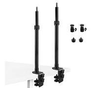 Obeamiu Paquete de 2 soportes de luz de montaje en C Clamp con cabezal de bola de 1/4 "y adaptador de montaje para zapata caliente, monitor de video, micrófono (12.4-20.8 pulgadas)
