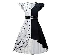 OBEEII Cruella De Vil Vestido Niña Niño 101 Dálmatas Cruella Coslay Halloween Disfraz 2021Dálmata Cruella04 11-12 Años