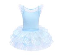 OBEEII Maillot de Danza Tutú Vestido de Ballet Gimnasia Leotardo Algodón Body Clásico para Niña Azul 9-10 Años