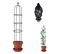 Obelisco de jardín de metal, enrejado de soporte para plantas trepadoras de 1,80 m para uso en exteriores, tubo de 15 mm para rosas y pasiflora, decoración de jardín negra