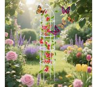 Obelisco de jardín de metal para plantas trepadoras, enrejado de rosas independiente, estructura de soporte para patio, jardín interior (blanco, 36 x 205 cm)