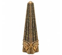 Obelisco Egipcio con Rostros de Hathor (15x4 cm) - Figura Decorativa con Jeroglíficos en Resina y Piedra Reconstituida | Color Aleatorio Según Disponibilidad