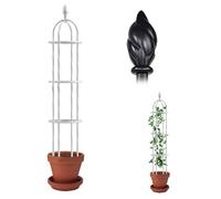Obelisco metálico de jardín para plantas trepadoras, enrejado al aire libre, soporte de tubo de 15 mm para rosas, pasiflora, enrejado blanco de 1,20 m para decoración de jardín