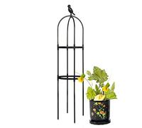 Obelisk - Jaula de soporte para plantas trepadoras, enrejado de hierro forjado para vides de interior y exterior, elegante soporte para flores de jardín, 29 cm (negro)