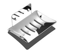 OBELON Jabonera de ducha, jabonera montada en la pared, sin taladrar, para esponjas de jabón, cepillos, jaboneras de acero inoxidable SUS304 con drenaje para cocina y baño, superficie pulida, color