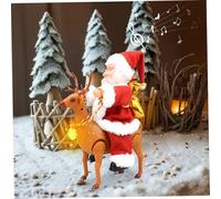 Obelunrp 9.8 Muñeca eléctrica plástica roja de Papá Noel en el Reno, Juguete Musical de la Navidad para la decoración de los niños