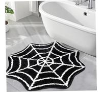 Obelunrp Alfombra gótica Decoración de Halloween Spider Web sin Deslizamiento Mat de baño de 27 Pulgadas Cartoon Black White Bail Mat de baño Rugas de Ducha Lavables para de Origen