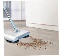 Obelunrp Barredora de vacío Manual, barredora de Piso no eléctrico de aspiración giratoria de 180 Grados, barredora Manual de 2 en 1 para alfombras y Pisos (Azul)