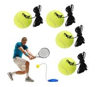 Obelunrp Bola de Entrenamiento de Tenis 4pcs Bola de Rebote de Tenis Amarillo con Cuerda para el Equipo de Entrenamiento de práctica para un Jugador para Principiantes, Rebound de Entrenador