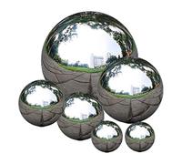 Obelunrp Bola de Mirada, Bolas pulidas de Espejo de 6 Piezas, Bola de Mirada de Acero Inoxidable Hueco Liso, Globos de Mirada de Bricolaje Decorativo Reflectante para la decoración del jardín