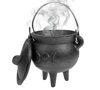 Obelunrp Caldero de Hierro Fundido con Tapa y Mango Halloween 3.94x2.95x2.95 pulgad