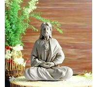 Obelunrp Estatua de meditación de Jesús 6x5x3.6 Resina Estatua de Jesús Meditante de Decorativo para el Escritorio de Inicio