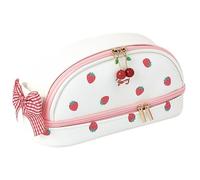Obelunrp Estuche de lápices Kawaii de Gran Capacidad, Bolsa portátil para lápices con Cremallera y Mango de Lazo, PU Impermeable