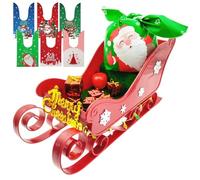 Obelunrp Mini Santa Sleigh, 11.2 Pulgadas fáciles de ensamblar Adornos de Mini Santa Sleigh con Bolsas, Escultura Miniatura para la Sala de Estar en el hogar