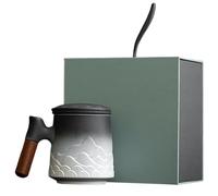 Obelunrp Taza de té con infusor y tapa Taza con infusor de té de 15, 2 onzas de cerámica vintage de mar y montaña con asa Tazas de café con colador Festival de cumpleaños Blanco, Ornements de jardin