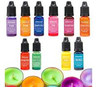 Obelunrp Tinte de Velas, 10 ml/Botella de Color de Color de Vela, Tinte de jabón a Base de Aceite vívido, Color de Vela Altamente Concentrado para Suministros para Hacer Velas (10 Colores)