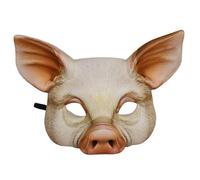 Obelunrp Unisex Halloween Mask Novelty Half Face Pig Mask Creative EVA Animal Party for Halloween Carnival Masquerade Black, Decoración de jardín
