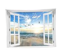 Obelunrp Vista de ventana tapices, 37.4x28.7 pulgadas Vista de ventana 3D Vista de lienzo Tapestry colgante de pared, Naturaleza Decoración de arte de pared para sala de estar Decoración del