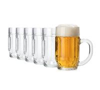 Oberglas DONAU Jarras de Cerveza Set de 6, 500 ml | Jarra clásica con amplio espacio para grabado | Ideal para Lager, Märzen y Bock | Vidrio horeca robusto | Regalo apto lavavajillas hogar y bar