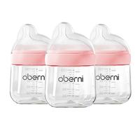 Oberni 3 biberones con tetina Off-Centered NaturalWave, tamaño 1, recién nacidos a partir de 0 meses, 150 ml, color rosa