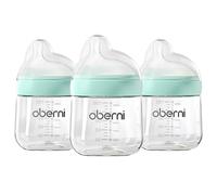 Oberni Biberón de PP (polipropileno), botellas de leche extracentradas con tetina tamaño S para recién nacidos 0+ moate, 150 ml/azul/3 unidades