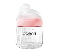 Oberni Biberón de PP (polipropileno), botellas de leche extracentradas con tetina tamaño S para recién nacidos 0+ moate, 150 ml/rosa/1 unidad