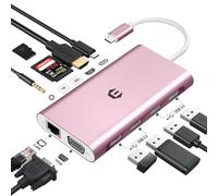 OBERSTER Estación de Acoplamiento USB C, concentrador USB C 11 en 1 con 4K HDMI, VGA, 100 W PD, Ethernet, SD/TF, Audio de 3,5 mm, 4 USB A, Adaptador USB C para Surface Pro y Otros Dispositivos Tipo C