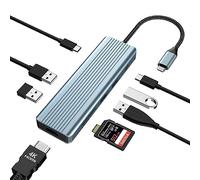 OBERSTER Hub USB C 9 en 1, estación de acoplamiento con HDMI 4K a 30Hz, 3 USB 3.0, transferencia de datos USB C 3.0, USB 2.0, 100W PD, lector de tarjetas SD/TF, compatible con laptop y otros