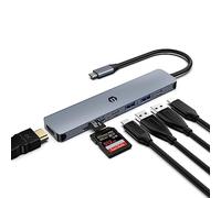 OBERSTER Hub USB C, estación de Acoplamiento 7 en 1 para portátil con Puerto de Datos USB C 3.0, 2 USB 3.0, HDMI 4K, PD de 100 W, Lector de Tarjetas SD/TF, Compatible con Dispositivos Tipo C