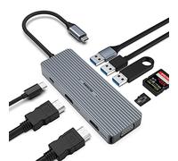 OBERSTER USB-C HUB Docking Station Dual Monitor, 9 en 1 HUB USB C con 2 HDMI 4K, VGA, 3 USB, 100W PD, SD/TF Compatible con Windows y macOS