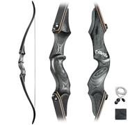 Obert Original Black Hunter Takedown Recurve Bow 60inch with Bamboo Core Limbs Archery Hunting Target Practice