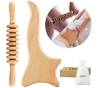 OBERYN | Maderoterapia Kit Corporal con Rodillo Masajeador Anticelulitico y Tabla de Madera para Drenaje Linfatico - Rodillo Masaje Muscular - Kit Maderoterapia Wood Roller