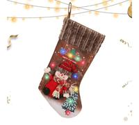 Obesntln Calcetín de Navidad con luces de colores, calcetines de Navidad con luz LED | Adornos de Navidad de 18,11 pulgadas - - Papá Noel - Muñecos de peluche de alce para el