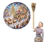 Obesntln Tambor de mano de chamán,Tambor de chamán,Tambor chamán sanador de sonido navideño de 10 pulgadas con baqueta | Decoraciones para el hogar, instrumento espiritual para la meditación de