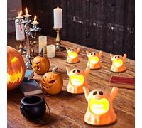 OBEST 12 PCS Velas LED para Halloween Decoración, Luces Electrónicas Sin llama, Nocturnas en Forma de Fantasma, Ambiente de Halloween y Navidad en Interiores y Exteriores, Alimentadas por Baterías