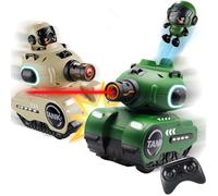 OBEST 2 Piezas Control Remoto de Combate Coche, 2.4 GHz RC Batalla Carro Cisterna, 360° Giratorio Vehículo Deriva con Luz LED y Música, Catapulta de Coche Cisterna Juguete para 6+ Años Niños/Niñas