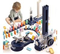 OBEST 200Pcs Domino Zug Spielzeug Set, Elektrischer Domino Rallye Zug mit Licht und Ton, Automatische Platzierung Von Blöcken,Pädagogisches Spielzeug-Geschenk für Mädchen und Jungen AB 3 Jahren