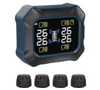 OBEST 4 Monitores de Presión de Neumáticos, Adecuado para Todos los Vehículos de Terreno/ATV/Motocicletas de Cuatro Ruedas, Fuente de Alimentación USB, Pantalla LCD, con 4 Sensores Externos