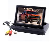 OBEST 5" Pantalla Coche TFT LCD de Plegable, Monitor de Cámara de Marcha Atrás de Respaldo IP68 Impermeable, V1/V2 Dos de Entrada de vídeo, Camara Trasera para 12V Camioneta SUV Auto