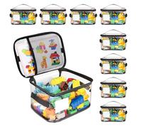 OBEST 8 bolsas de almacenamiento de PVC para juguetes, cremallera doble con compartimento de almacenamiento de malla, resistentes al agua, juguetes de baño, rompecabezas (9,45 x 6,70 x 5,12 pulgadas)