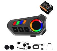 OBEST Auriculares Bluetooth para motocicleta con luces RGB, Bluetooth 5.4, manos libres, cancelación de ruido HD, adecuado para diferentes cascos